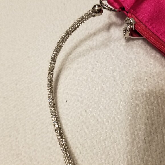 Shoulder Bag & Crossbody Removable Strap Pink Fuchsia Satin Purse Bejewelled NWT - Picture 11 of 14